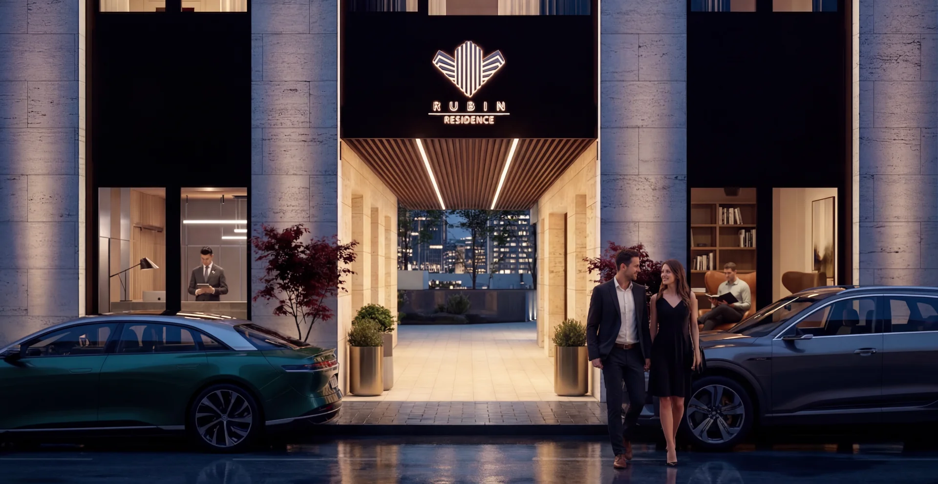 Rubin Residence lakópark látképe, Budapest VII. kerület, Dohány utca